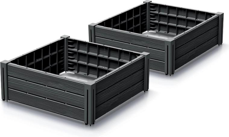 BASEPLANT kõrgpeenarde komplekt, 2 tk, 61,8 × 61,8 × 23 cm, antratsiit