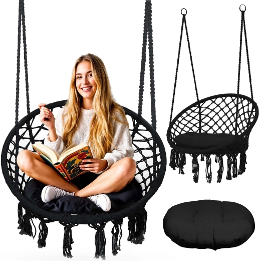Boho stiilis must ripp-tugitool padjaga