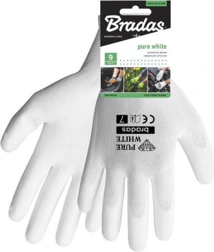 Töökindad Pure White PU, suurus 7
