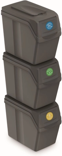 SORTIBOX sorteerimisprügikastide komplekt 3 tk, 3×20 l, hall kivi