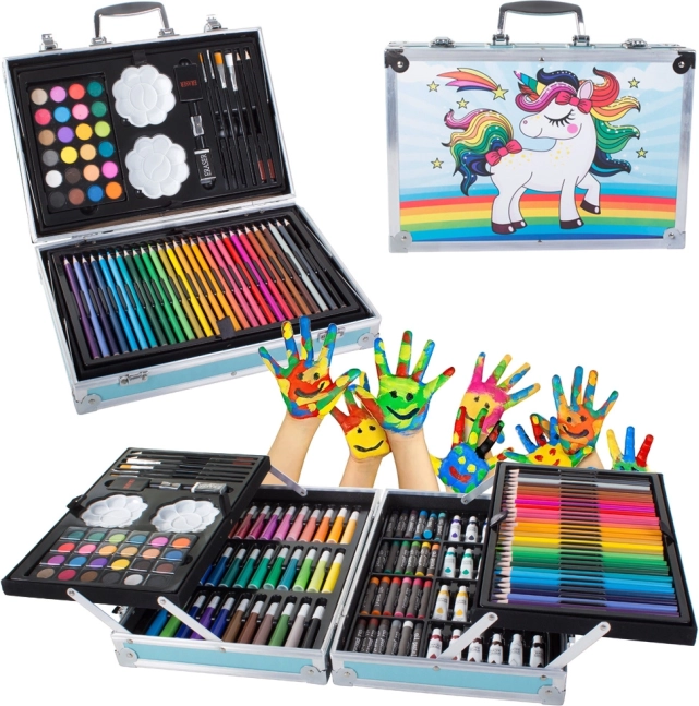 Kunstikomplekt kohvris 145 osa sinine