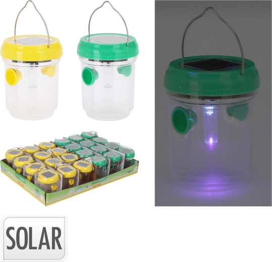 Päikesepatareiga LED-putukapüüdjaga latern, läbimõõt 7 cm, kõrgus 9 cm, värvide segu