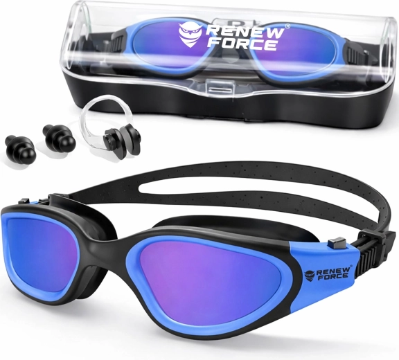 Swimming goggles with polarization, UV400 and anti-fog (blue) - 1 piece