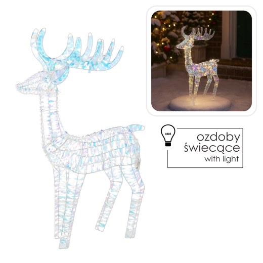 Christmas LED reindeer decoration 105 cm in an iridescent finish
