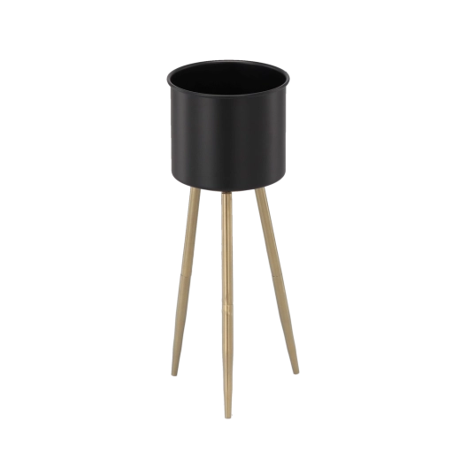 Elegantne metallist lillealus 18 × 18 × 50 cm, must kuldsete jalgadega