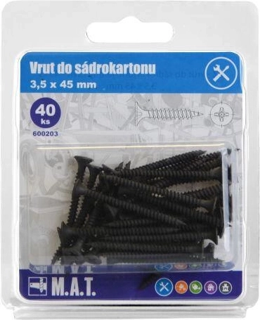 Kipskruvi 3,5 × 45 mm peene keermega, fosfaatitud (40 tk)