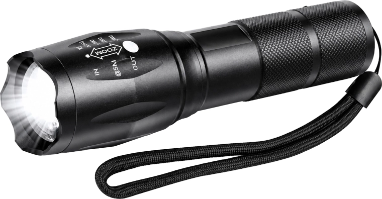 Tactical LED flashlight T6 with waterproofing and zoom - 1 piece