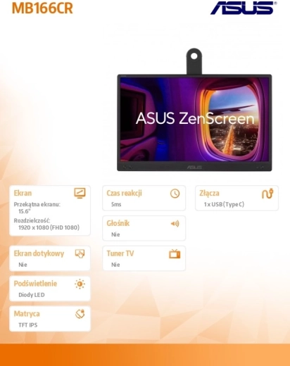 ZenScreen MB166CR IPS LED USB-C FHD Monitor