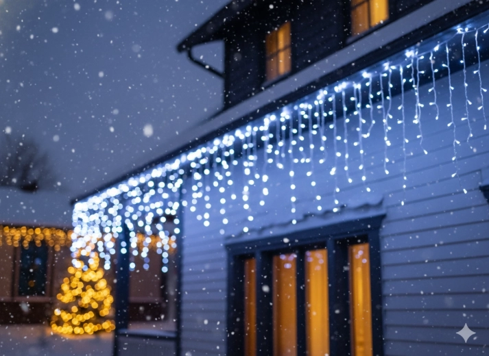 LED icicle light curtain 300 LEDs cool white 12 m - 1 pc