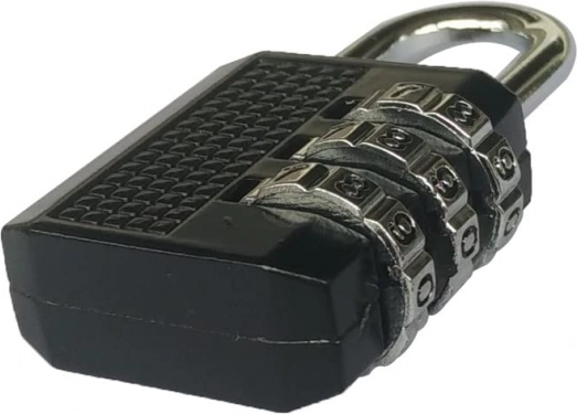 Koodiga ripplukk pagasile, 3-kohaline, must