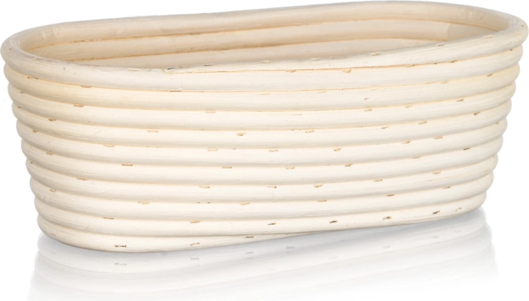 Ovaalne leivataigna kergituskori 26 × 13 × 9 cm looduslikust rotangist, viljapea mustriga