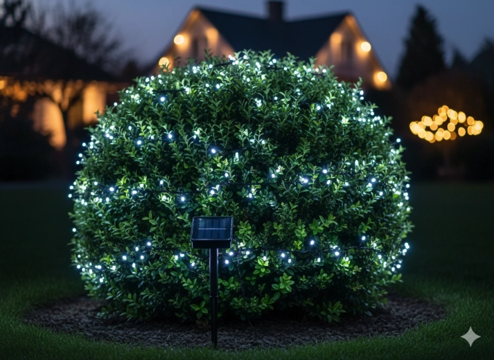 Päikeseenergial LED-valguskett 200 LED külm valge, 20 m + 2 m toitejuhe