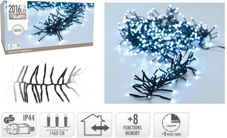 Christmas LED lights 15 m 2016 cold white LEDs with timer