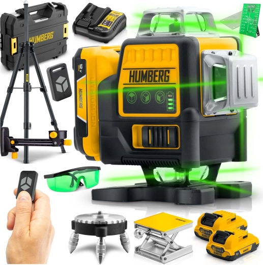 Ristlaser HUMBERG HM-171 kohvris koos statiiviga, 4D 16 joont, roheline kiir