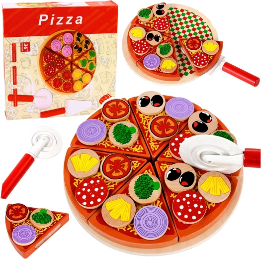 Wooden Velcro Cutting Pizza with Accessories
