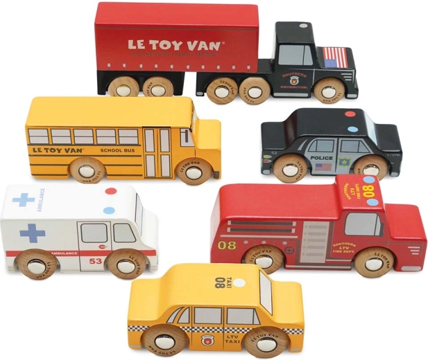 Puidust New Yorki autod – 6 tk komplekt Le Toy Van