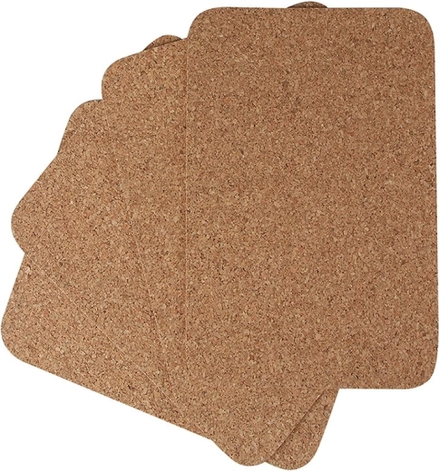 Komplekt 4 ristkülikukujulist korgist alusmatti 25 × 35 cm