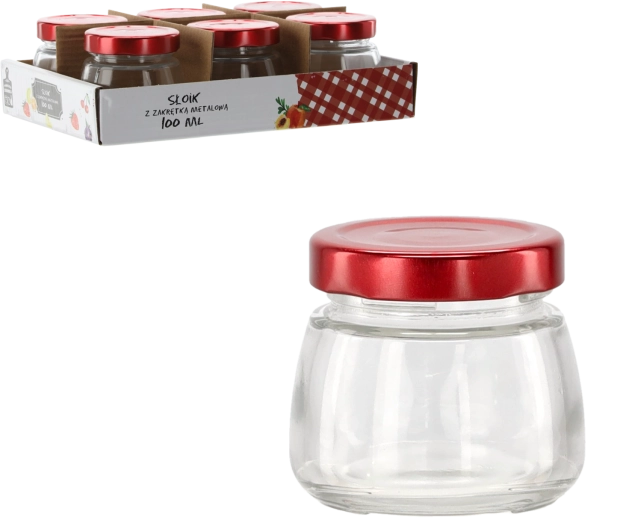 Klaaspurk 100 ml punase metallkaanega