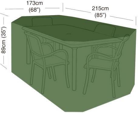 Kattekate aiakomplektile: 4 tooli ja ristkülikukujuline laud, 215 × 173 × 89 cm, PE 90 g/m², roheline
