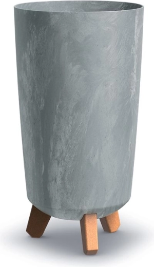Slim flower pot with concrete effect 19.5 cm, grey