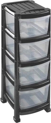 Plastic rack with four drawers 29 × 38 × 78 cm