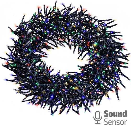 Solight LED outdoor Christmas cluster light string with remote control and sound sensor, 576 LEDs, multicolor