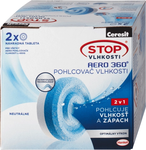 Ceresit Stop Vlhkuse Aero 360° asendustabletid 2×450 g, neutraalne lõhn