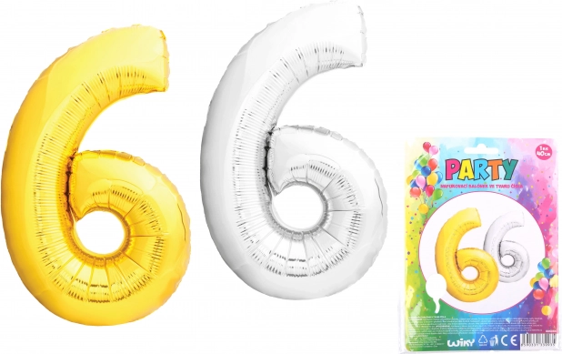 Täispuhutav number 6 kujuline õhupall