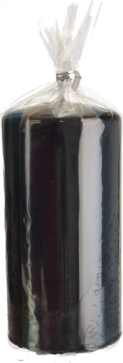 Glossy Black Pillar Candle 7 × 14 cm
