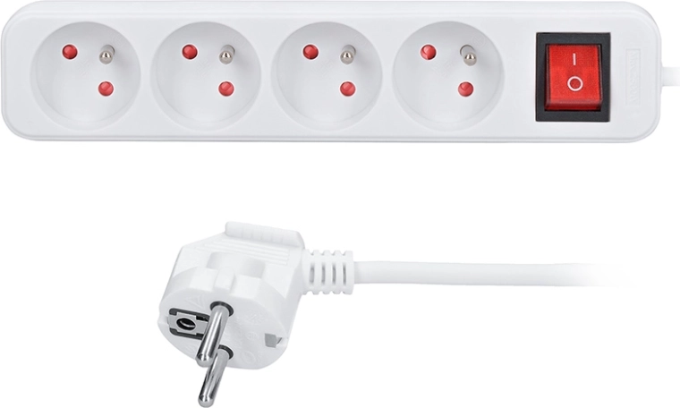 Solight pikendusjuhe 1,5 m lülitiga, 4 pistikupesa, valge