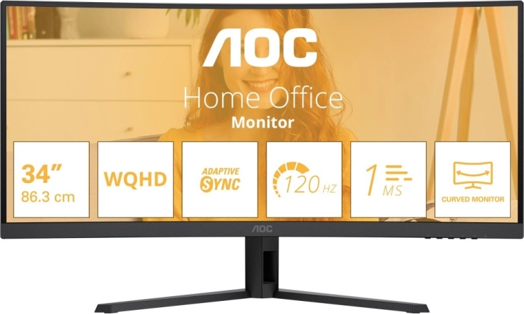 AOC 34" kumer ultralai monitor WQHD 120 Hz