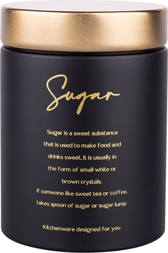 Ümmargune suhkrutoos Sugar, matt must kuldse kaanega