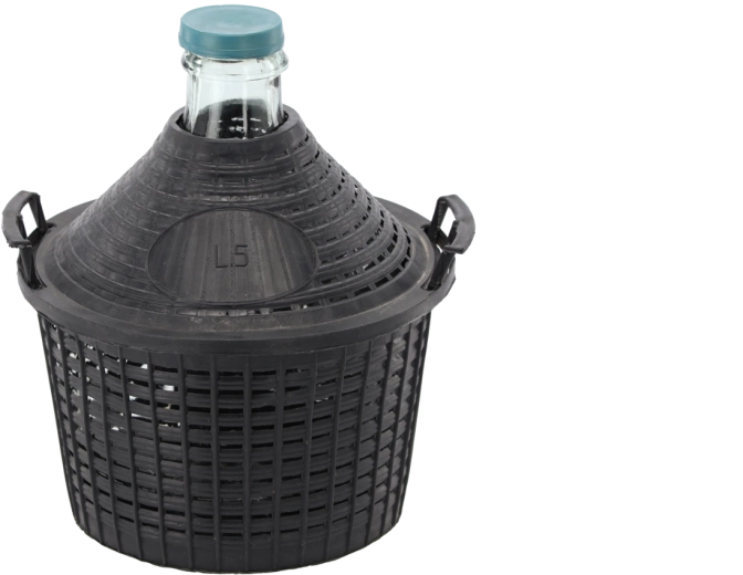 Glass demijohn in basket 5 L