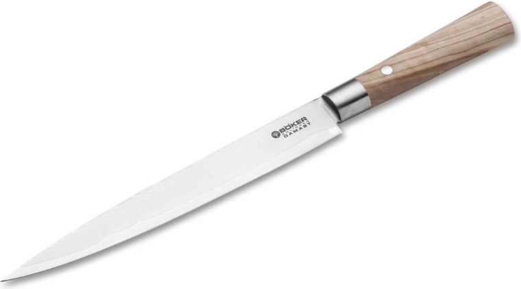 Böker Manufaktur Solingen Damascus Olive viilutusnuga 23 cm damaskusterasest oliivpuiduga