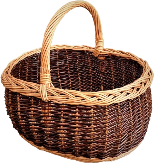 Large lacquered wicker car basket 45 × 35 × 40 cm