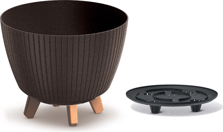Lamia Eco Wood Flower Pot 28.8 cm – Coffee