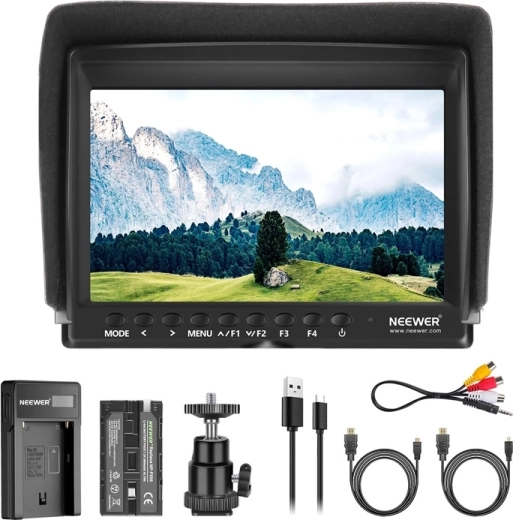 Neewer F100 kaasaskantav monitor USB-laadija ja NP-F550 akuga