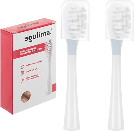 Varupead sonilisele hambaharjale SOULIMA X800, valged, soft + medium, 2 tk