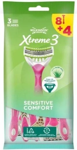 Wilkinson Xtreme3 Comfort Sensitive ühekordsed raseerijad naistele 8+4