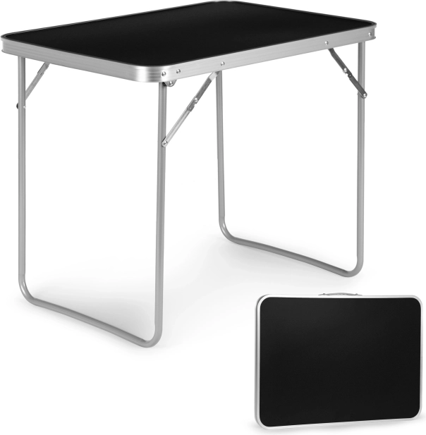 Kokkupandav matkapiikniku laud 80 × 60 cm, must