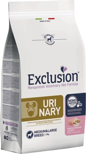 Exclusion Urinary keskmistele ja suurtele tõugudele, sealiha sorgo ja riisiga 2 kg