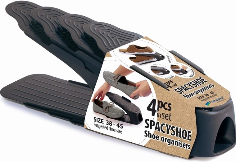 Prosperplast Spacyshoe jalatsiorganisaatorite komplekt, antratsiit, 4 tk