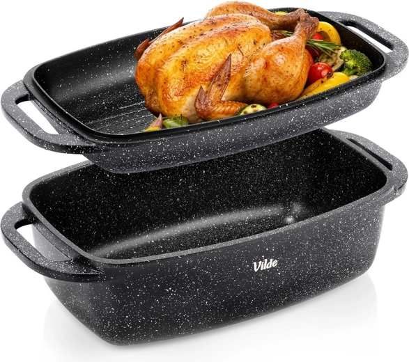 Graniitist ahjuvorm kaanega 2-ühes GRANITICA 5,5 + 2,5 l, 40 × 22,5 × 16 cm