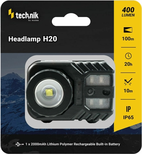 Technik MT-H20 kummistatud pinnaga pealamp, LED CREE XPG-2, micro-USB, punane valgus