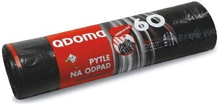 Kokku tõmmatavad prügikotid 60 l, mustad (15 tk)
