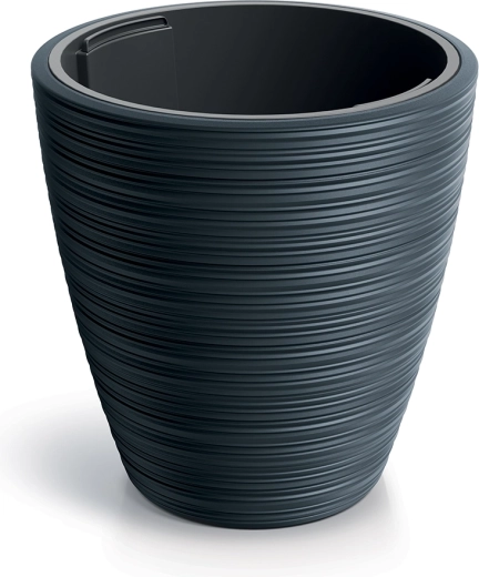 Vena round planter with insert, anthracite 23.8 cm - 1 piece
