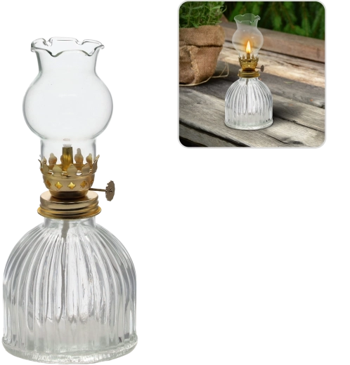 Klaasist petrooleumilamp 7,7 × 7,7 × 17,5 cm