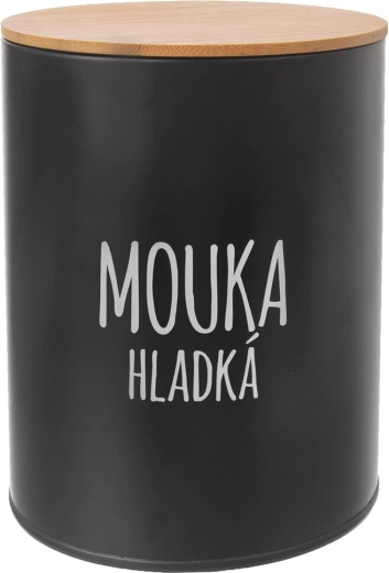 Canister for plain flour, black with bamboo lid