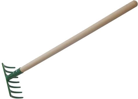 7 piiga väike reha puidust varrega 50 cm