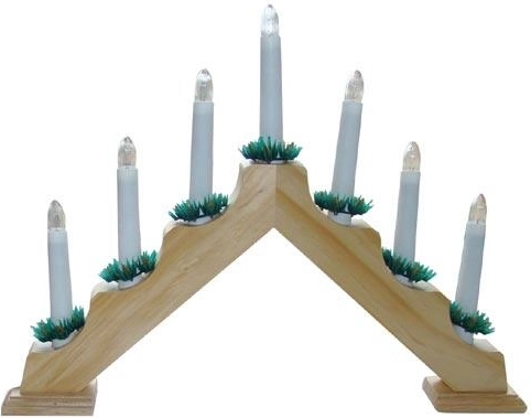 Wooden Christmas electric candelabra with 7 candles